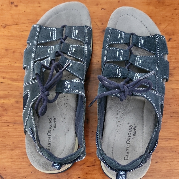 Earth Origins Dark Gray Lace-Up Sandals - Picture 1 of 6